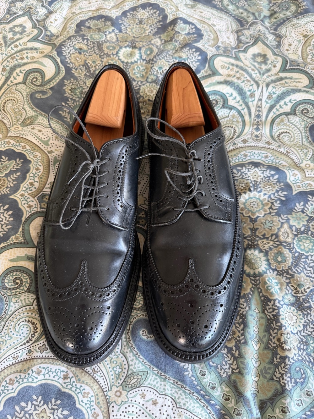 Alden Black Leather Wingtip Oxfords
